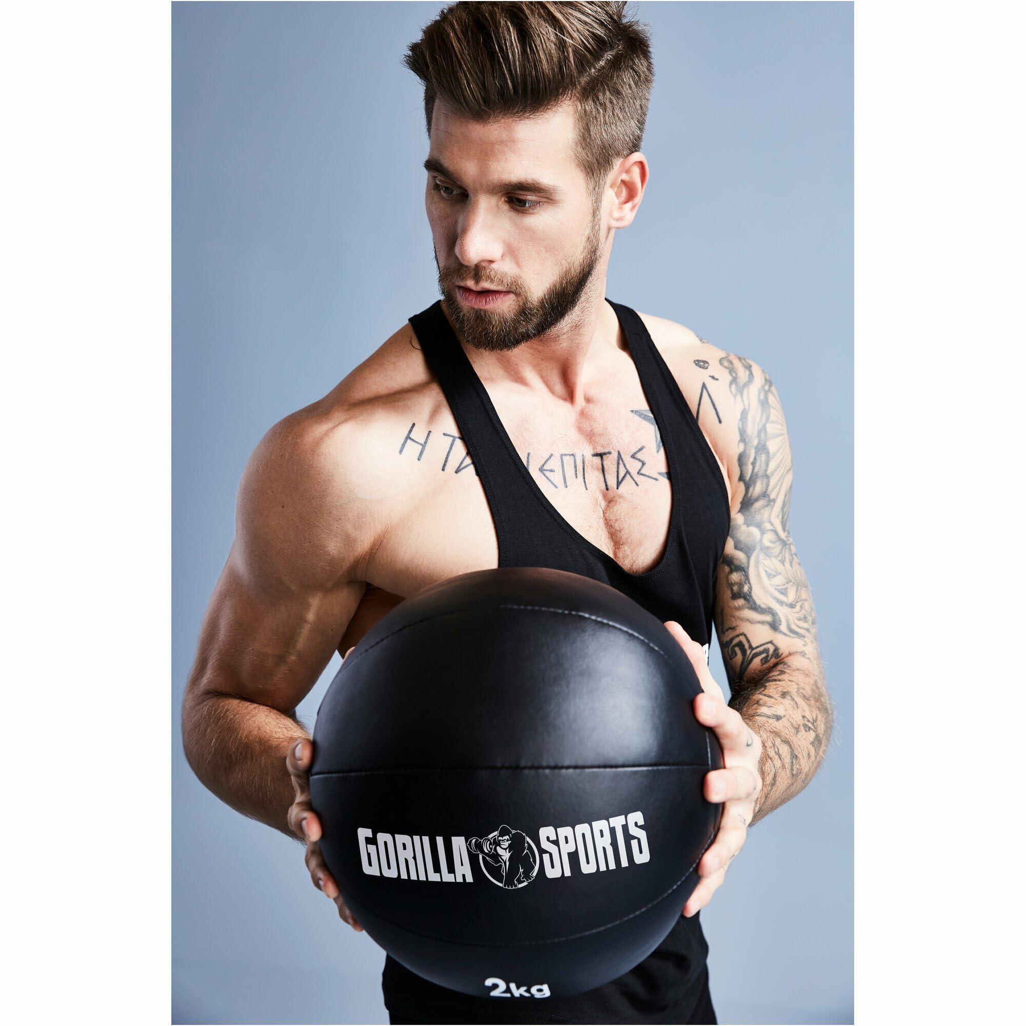 Palla Medica Gorilla Sports 1-10kg | Diametro 29cm | In Pelle Sintetica | Per Allenamento Fitness E Palestra - Foto 9