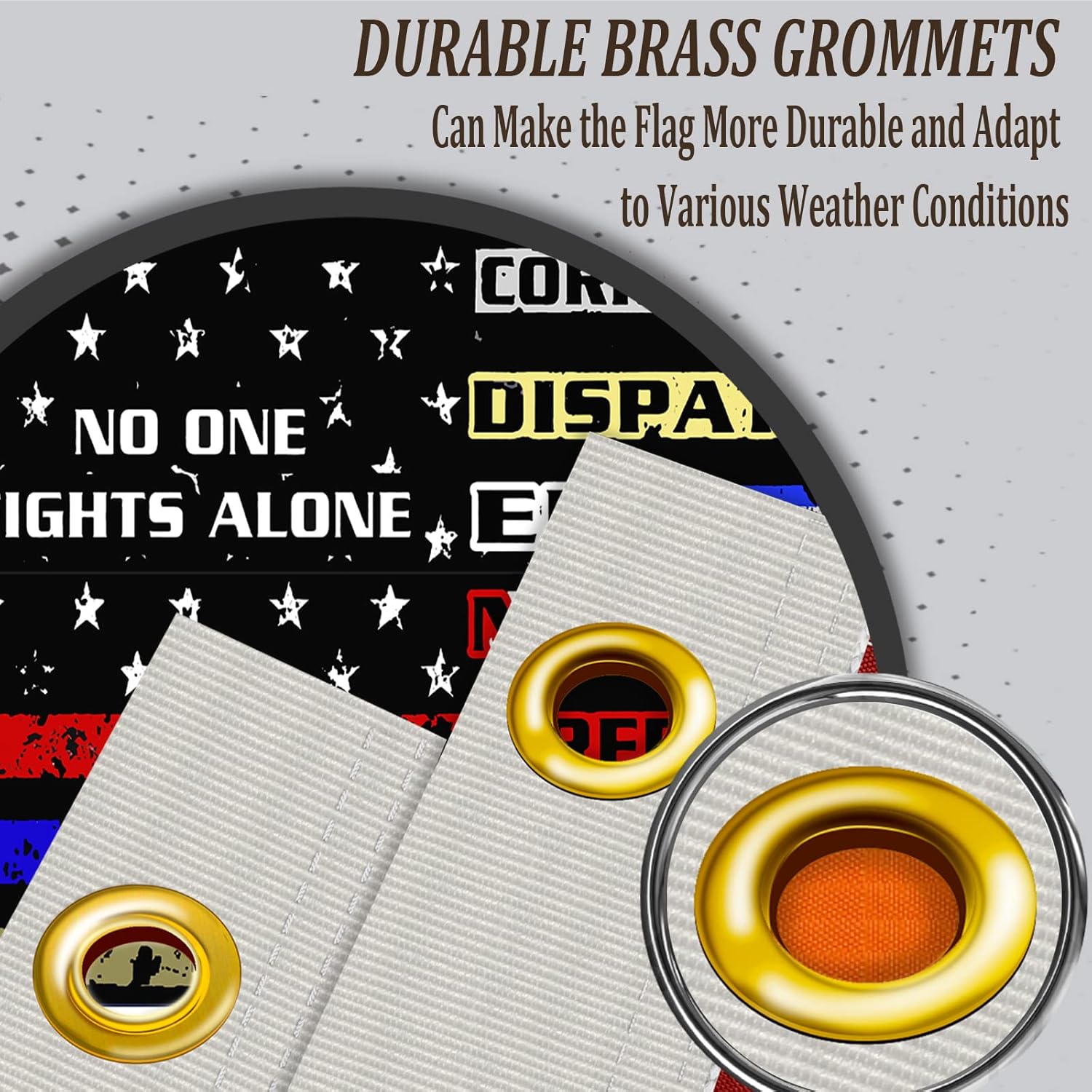 No One Fights Alone Flag Outdoor 3x5 Double Sided First Responder Flags Heavy Duty 3 Ply Polyester Material with 2 Metal Grommets, 4 Rows of Stitching