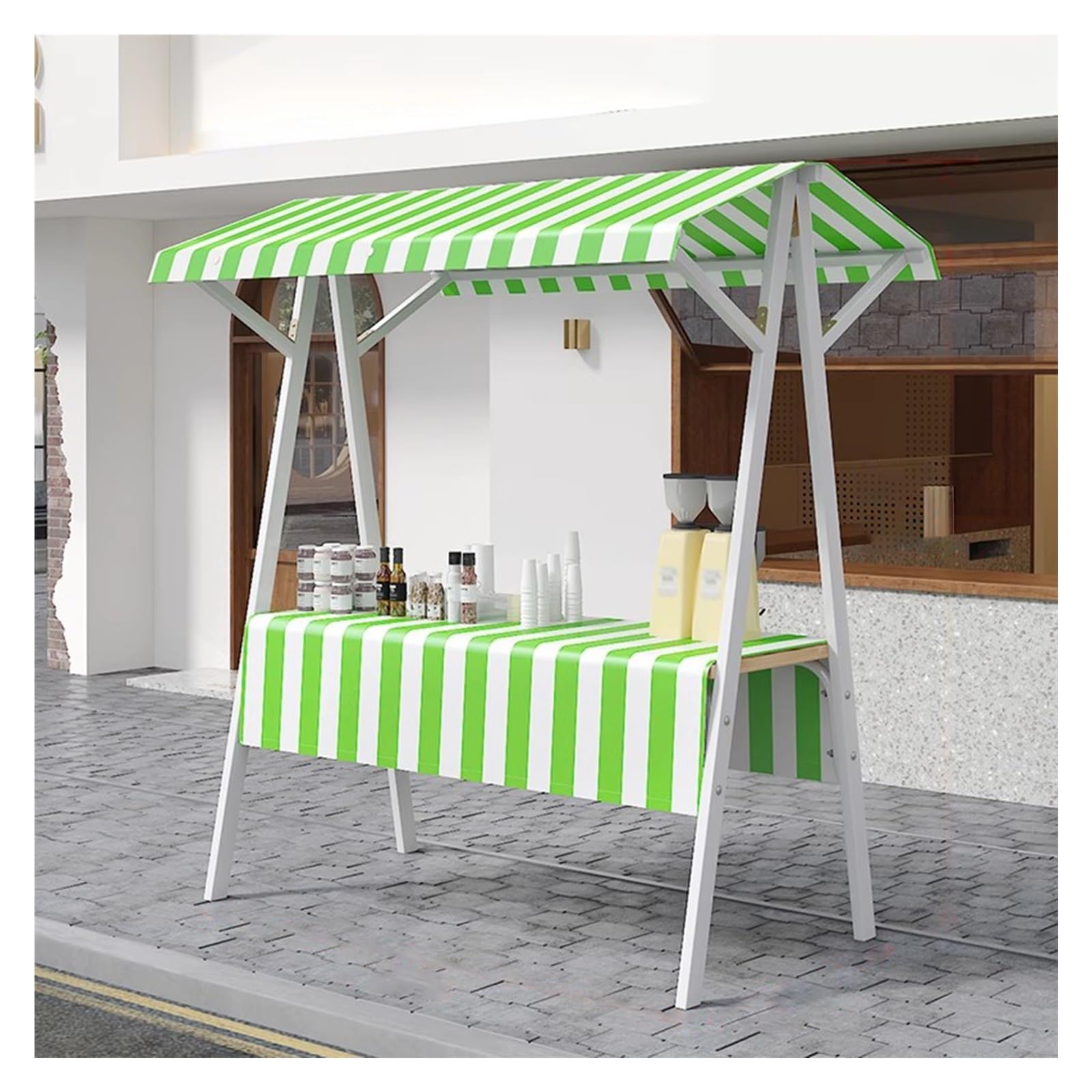 Stand de marché portable en fer pour réussir vos ventes en extérieur sans effort de transport
