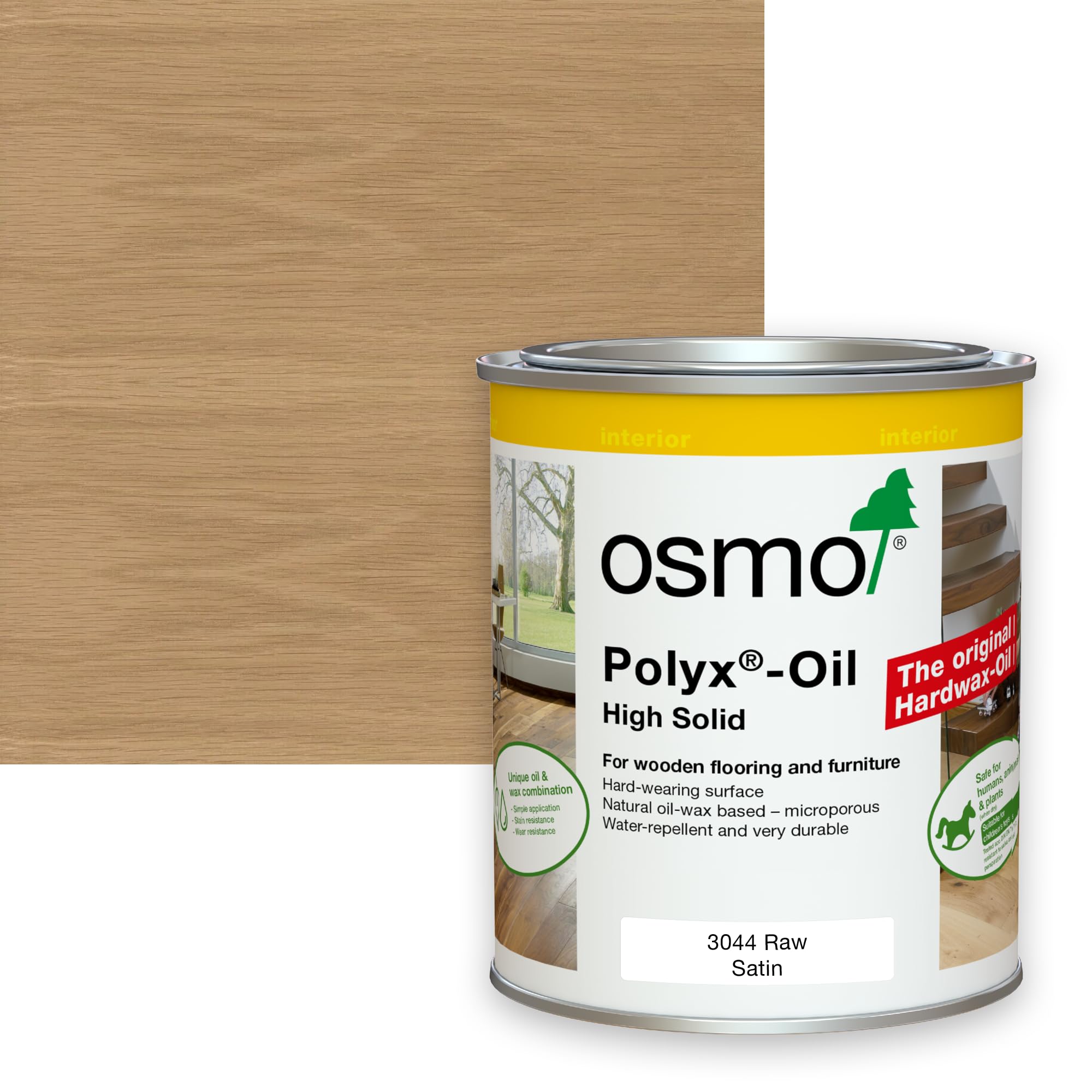 Ambience Hardwood Flooring 3044 Raw, Satin Finish Osmo Polyx Oil Original, Satin Finish (375Ml, 3044 Raw)