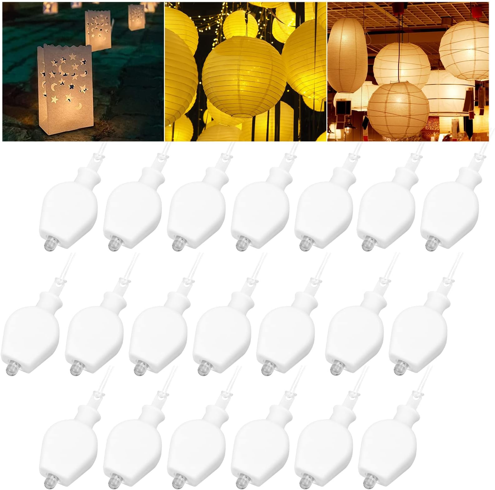 20 Pack Mini LED Lantern Lights, Paper Lantern Lights Battery Operated Balloon Party Lights for Paper Lanterns Balloons Outdoor Indoor Wedding Party Decoration Last 36 Hours - Warm White