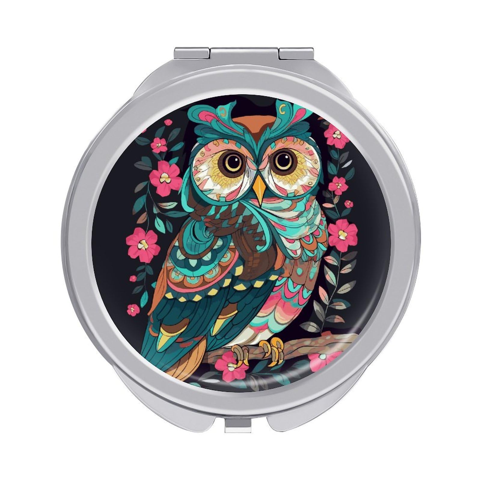 VstaDank Anime Owl Compact Mirror for Purses Round Fashion Travel Makeup Mirror 2X /1x Magnifying Double Sides Mini Mirrors Portable Pocket Mirrors for Handbag Purse Women Gift