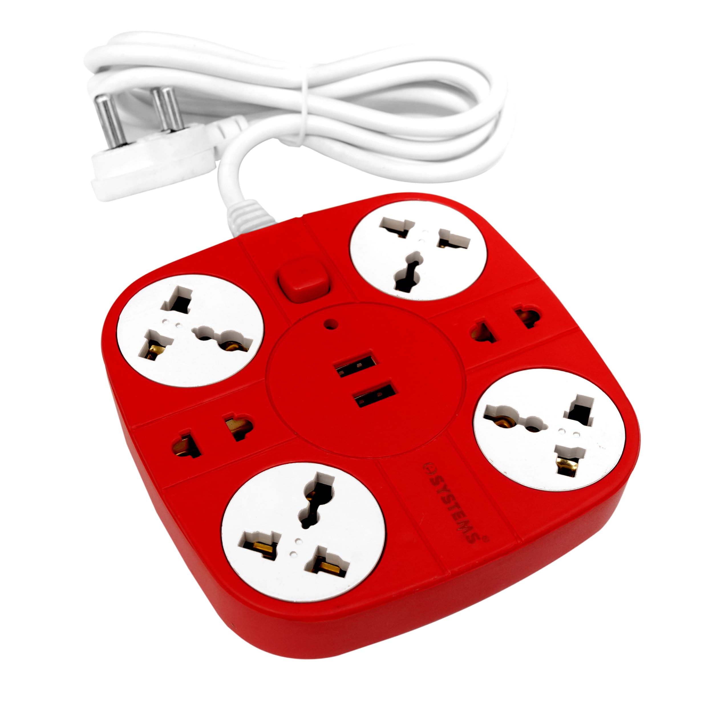 Extension Cord with USB Port, 10A (6 Universal Socket) + (2 USB Fast Charging Port) Multi Plug Point Strip Extension Board (Fire Flame Proof), (2 Meter Long Wire) for Home, Office (Red)-image-11