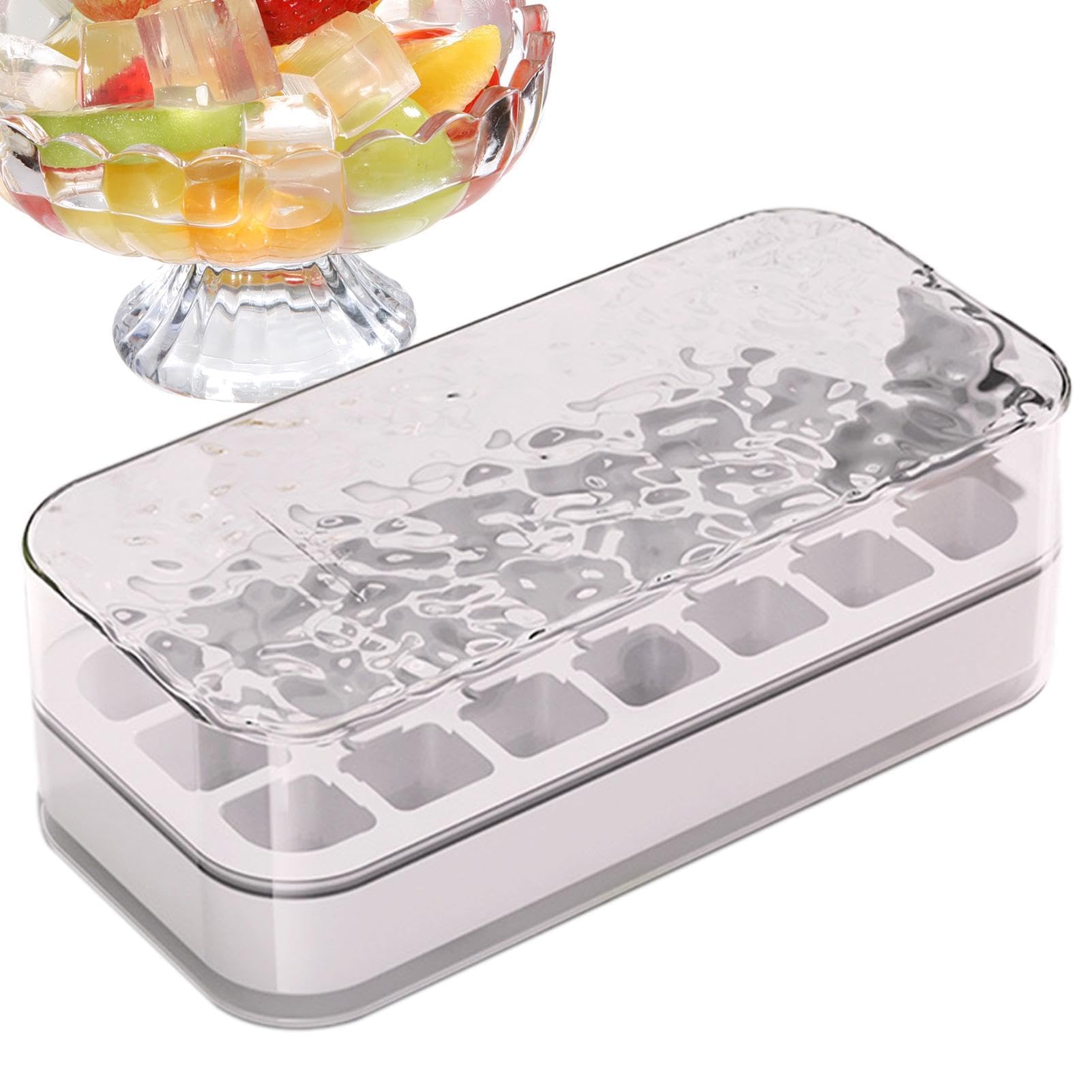Eiswürfelform, Eiswürfelbehälter for den Gefrierschrank, Pressbehälter mit Schaufel, leicht abnehmbare Gefrierform, 7,28 x 3,46 2,36 Zoll(White.)