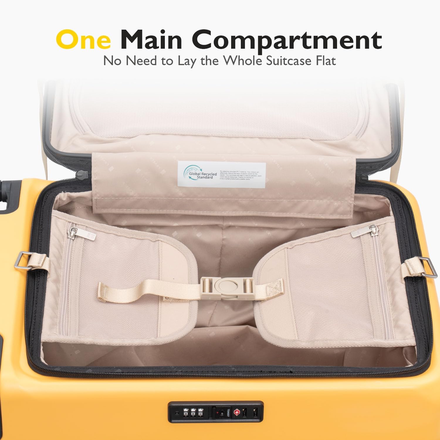 LEVEL8 Top Opening Carry on Luggage Hardshell, Large Suitcases with Wheels Airline Approved, Expandable Luggage with Spinner Wheel for Men Women, 20 Inch, Yellow - Image 4