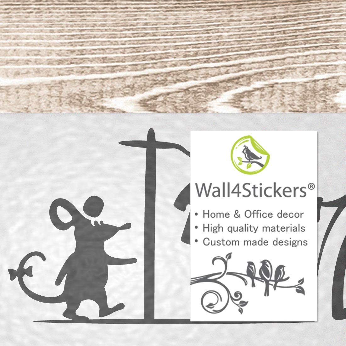 Stickers Muraux Chat Et Souris - Autocollants Déco Enfant 27x37cm, Amovibles, Sécurité PVC