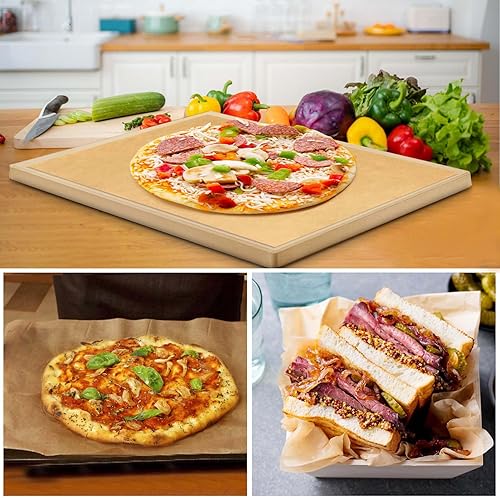 Miniatura 5 de 100 piezas de papel pergamino de piedra de pizza rectangular, papel de hornear piedra de pizza para horno y parrilla para mantener la piedra limpia,