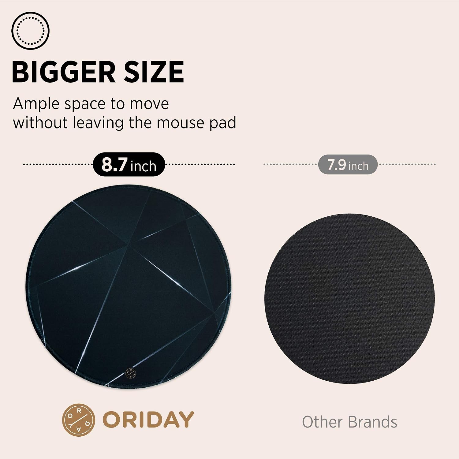 Oriday Customized Round Gaming Mouse Pad, Aesthetic, Stylish Circular Mousepad with Stitched Edge for Desk, Work, Home Office Decor, Washable, 8.7" x 8.7" Large Size, 3mm Thickness (Black Chic)