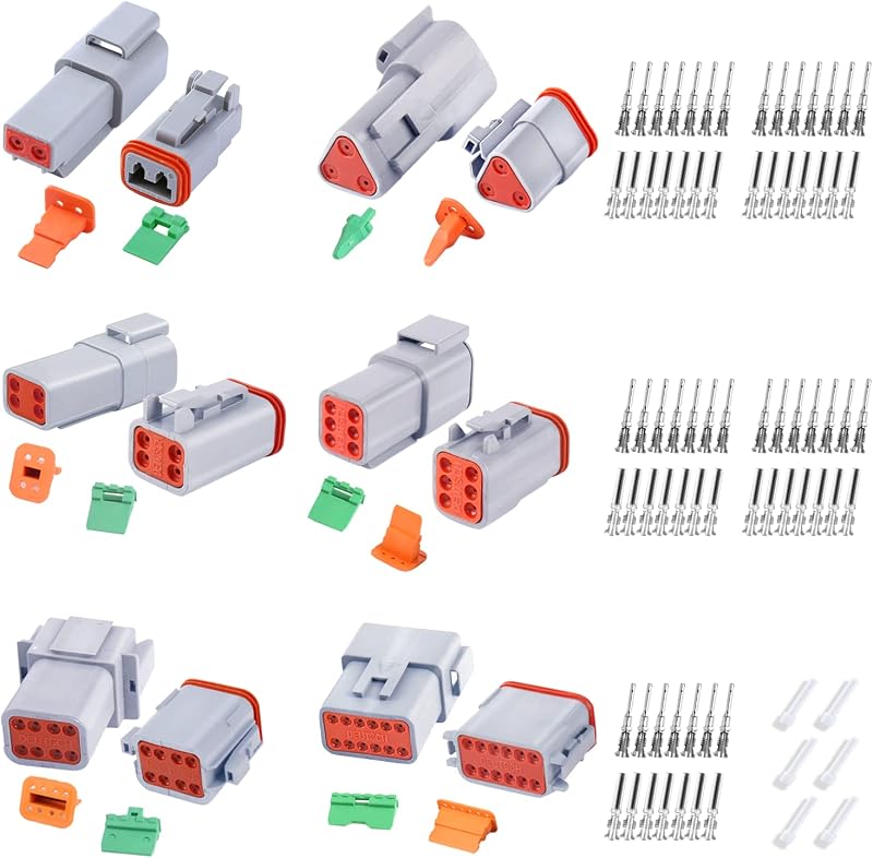 Kit de conectores Deutsch DT Deutusacc 2, 3, 4, 6, 8 e 12 pinos – 100 peças