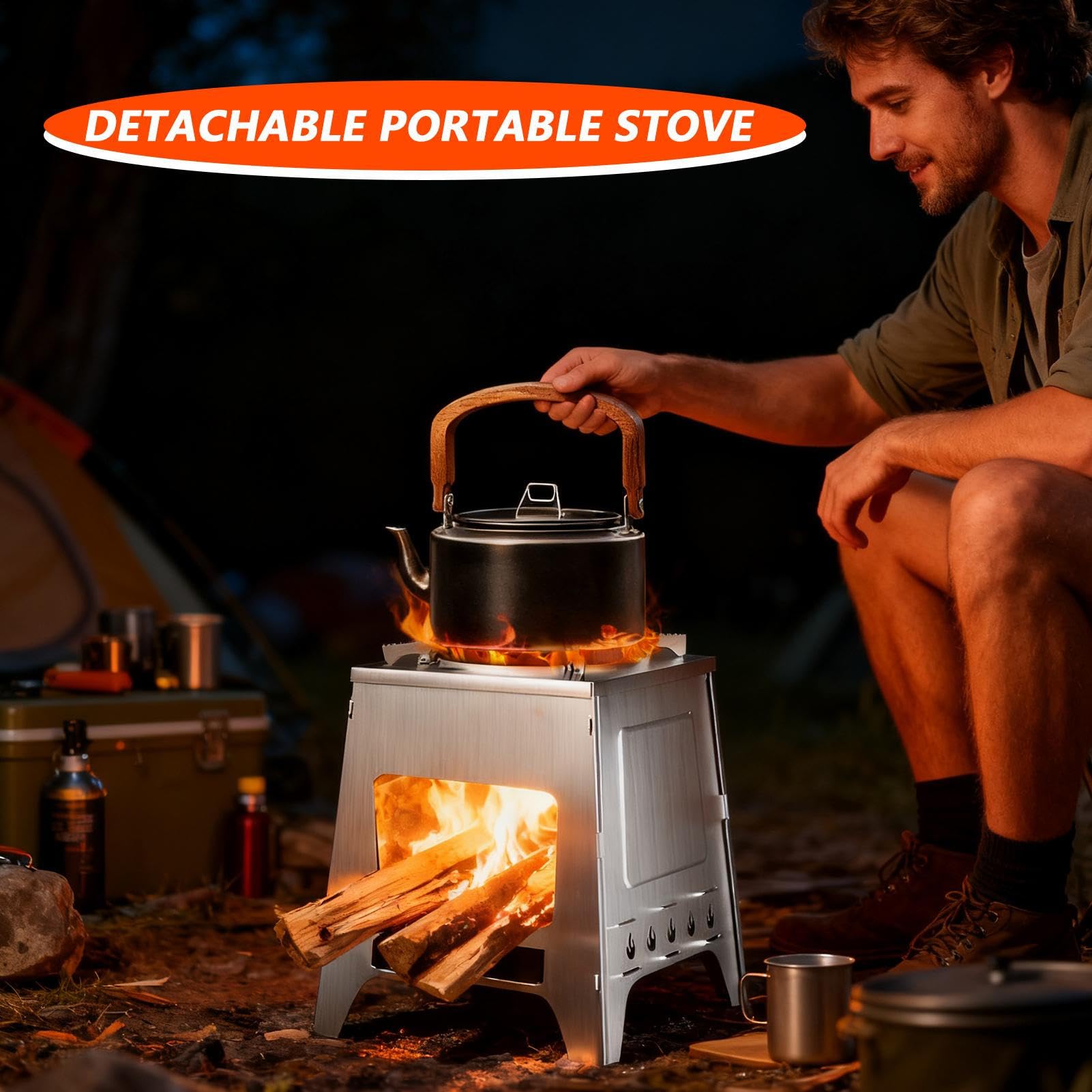 Stufa A Legna Di Piccole Dimensioni Bruciatore Staccabile | Fornello Da Campeggio Portatile Per Le Attività All'Aperto Come Escursionismo Cucina Barbecue Picnic Pesca E