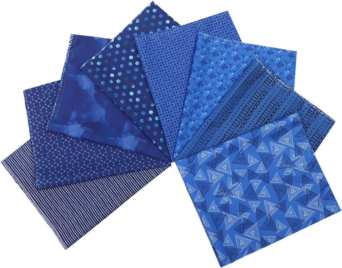 Chuanshui 8 PCS 21.6 x 18.5 inches (55 x 47 CM) 100% Cotton Craft Fabric Bundle for Patchwork 8 Different Pattern Pre-Cut Quilting Fabric Fat Quarter Square for DIY Craft Sewing (Blue Pattern)