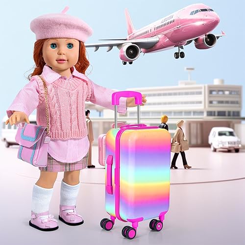 Miniatura 6 de 27 PCS American 18-inch-Doll-Clothes and Accessories-Travel-Suitcase Luggage,Clothes and Shoes, Bag, Sunglasses, Camera, Passport, Notebook, Phone