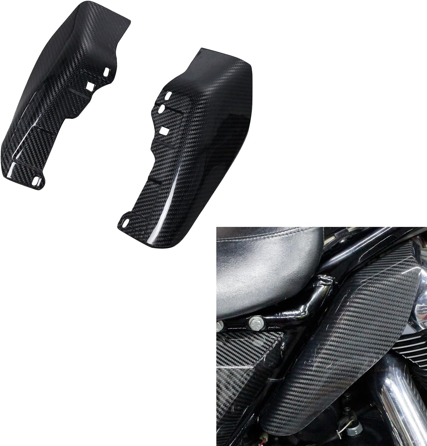 POWER JAMES Black 100% Carbon Fiber Left Right Mid Frame Air Deflector Under Seat Fits for 09-2024 Touring FLHR FLHT FLHX FLTR FLHTK FLTRK FLHRXS and Trike