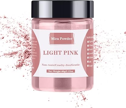 Mica Powder - 60g Mica Powder for Epoxy Resin - Pearl Pigment Powder Dye for Resin/Soap Making/Nails/Bath Bombs etc. Light Pink