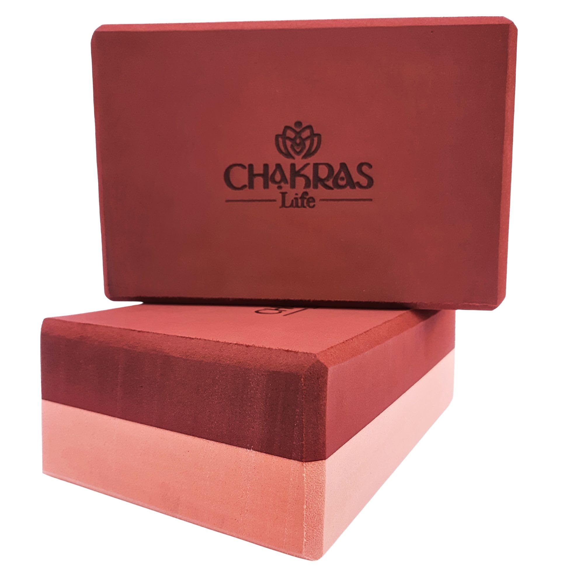 Chakras Life High-Density EVA Foam Yoga Block brick (Pack of 2) For Improving Poses, Balances,Flexibility & Support & Stretch (Wine Peach)-image-11