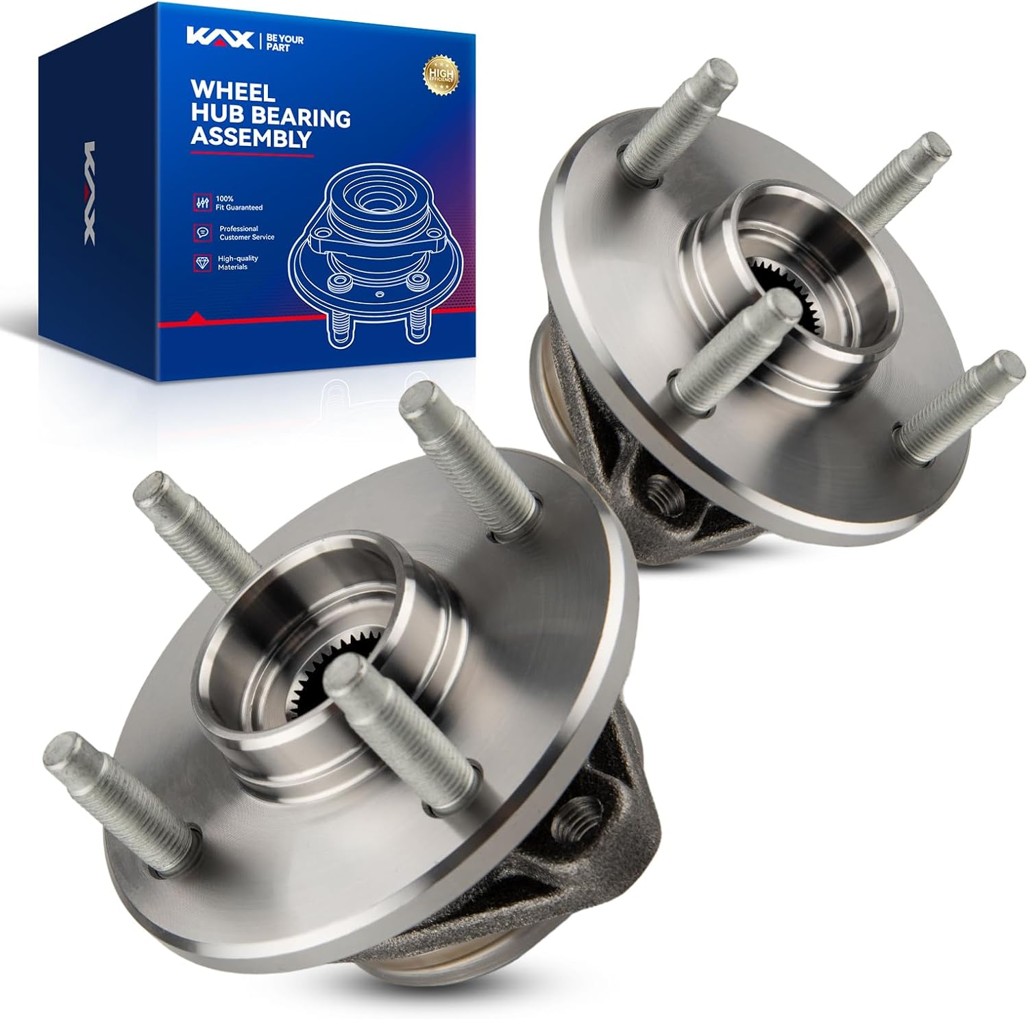 KAX 513205 Pair Front Wheel Bearing Hub Assemblies for 2005-2010 Chevrolet Cobalt, 2003-2007 Saturn Ion, 2007-2009 Pontiac G5 4 Lugs