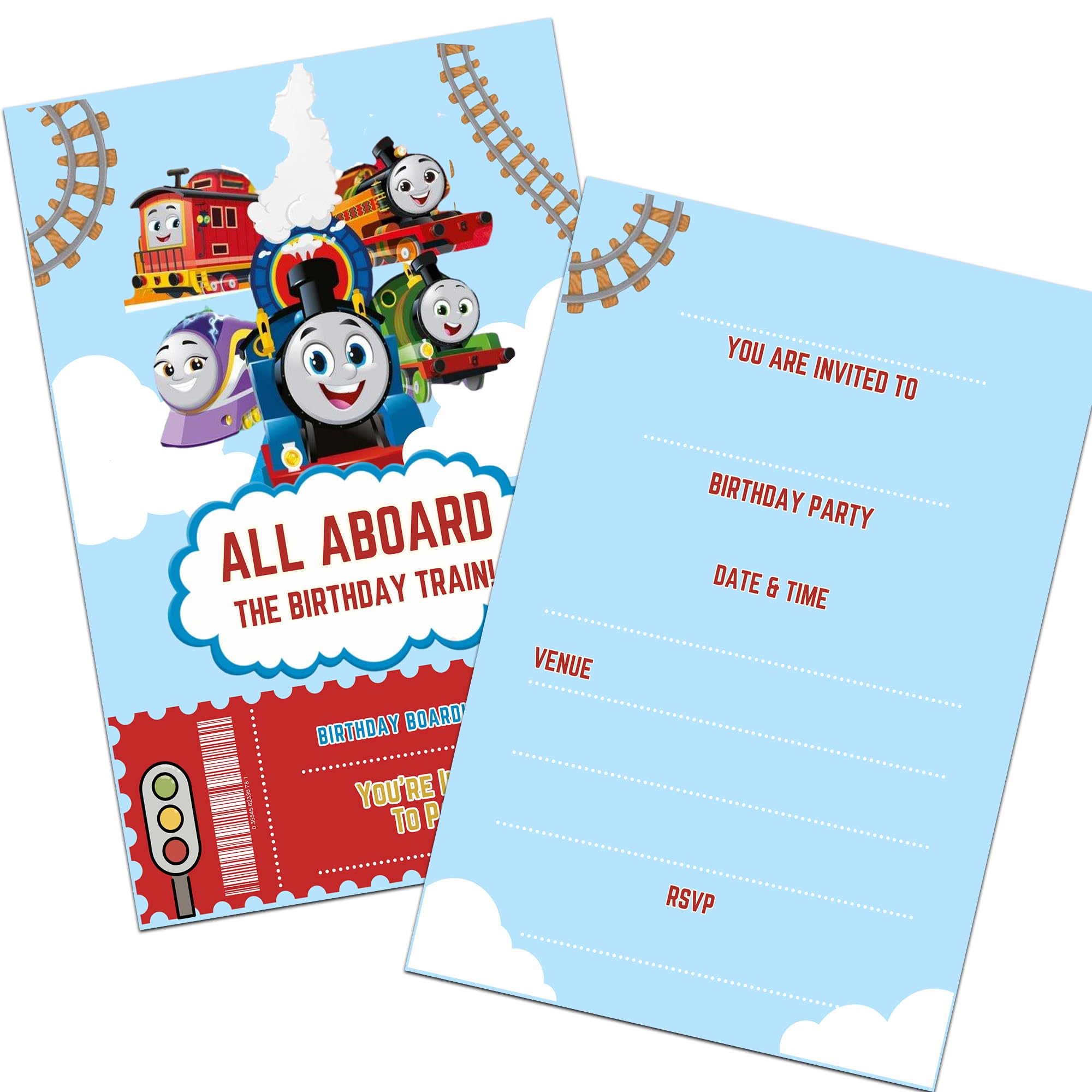 Train Engine Kids Party Invites Birthday Invitations & Envelopes (WRITE ON) (30 with envelopes)