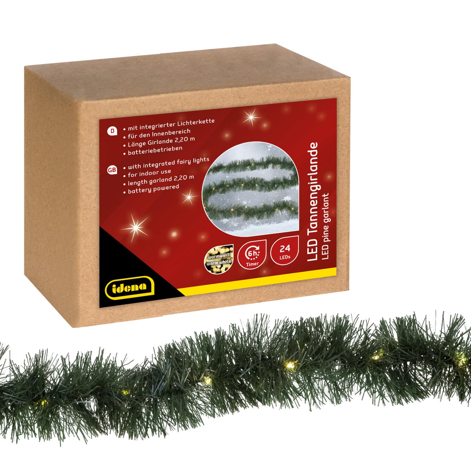 Idena LED Tannengirlande 24 LEDs Warmweiß | Produktbeschreibung