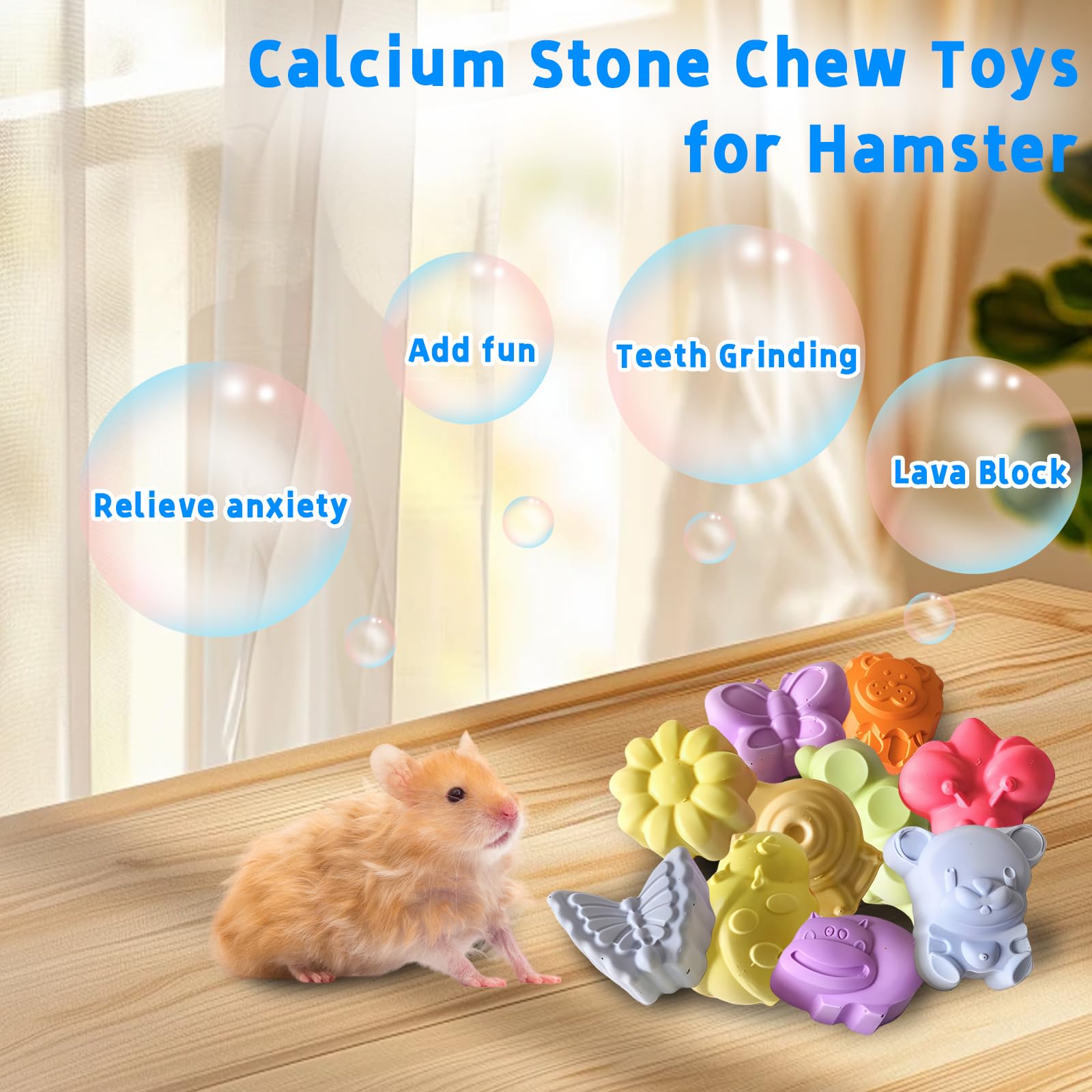 10 Pieces Hamster Teeth Grinding Lava Block Calcium Stone Chew Toys for Chinchillas Rabbits Gerbil Guinea Pig Syrian Hamster Squirrel Ferret 2