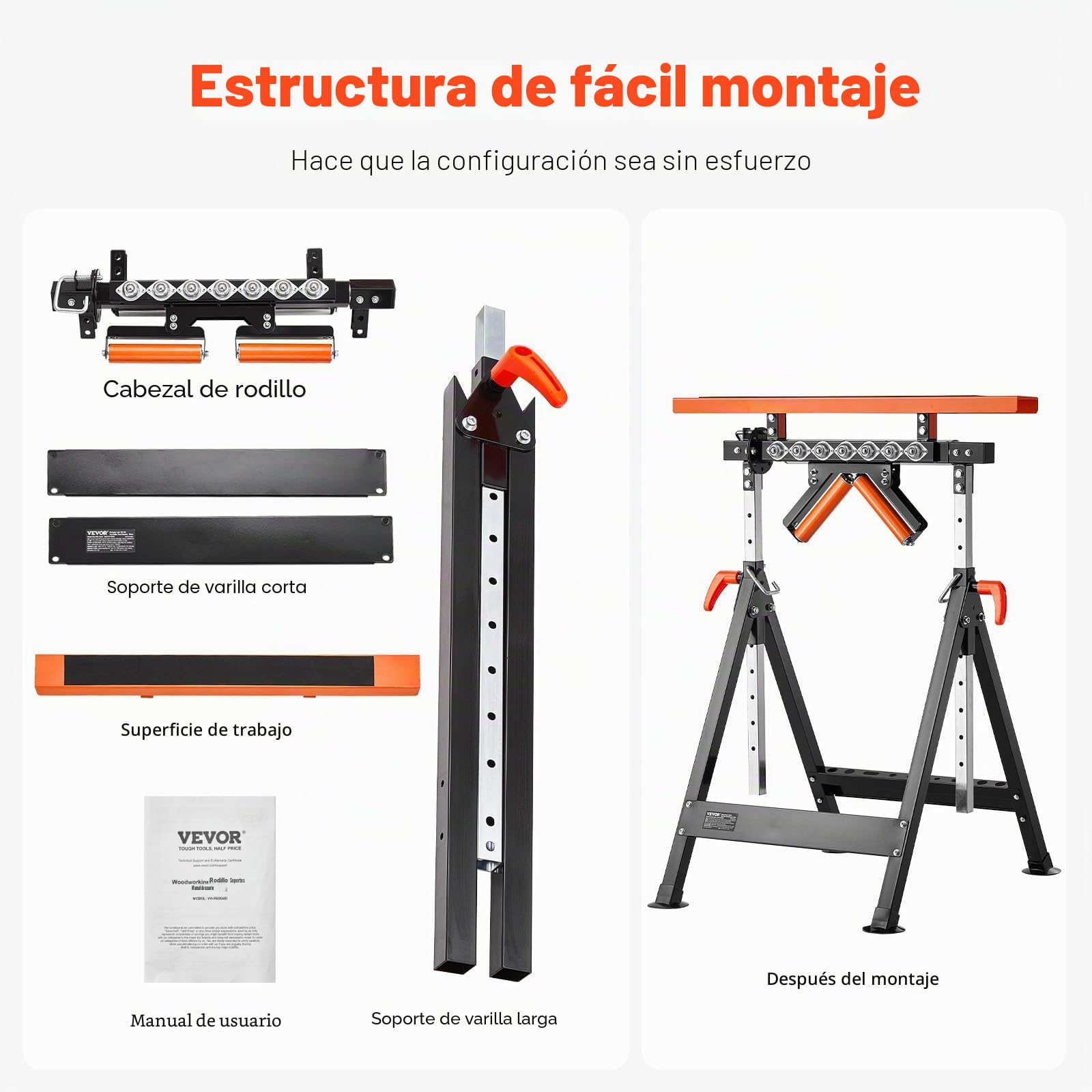 VEVOR Soporte de rodillos 4 en 1 de 200 kg, soporte de rodillo ajustable de 84–127 cm, soporte de trabajo con guía de dientes y rueda multidireccional pulida, para salida de sierra de mesa, soporte de