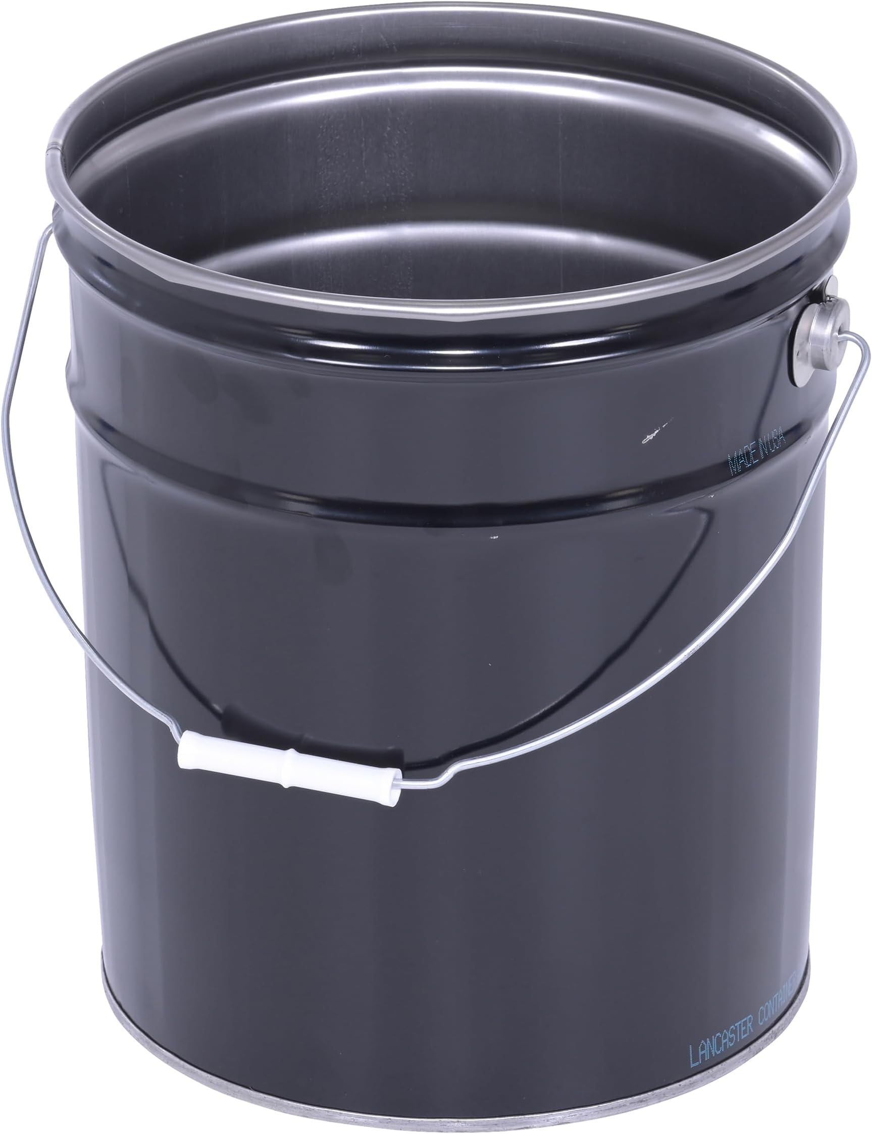 PAIL-STL-RI Steel Open Head Pail with Handle, 5 gallon Capacity, Black, Pack of 1
