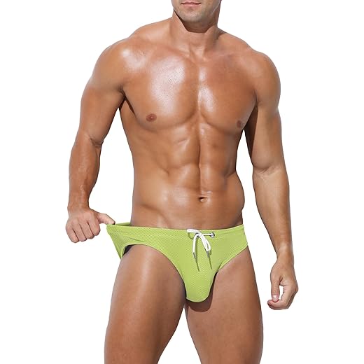 Arjen Kroos Sunga masculina sexy, respirável, de secagem rápida, sem etiqueta, roupa de banho com cordões