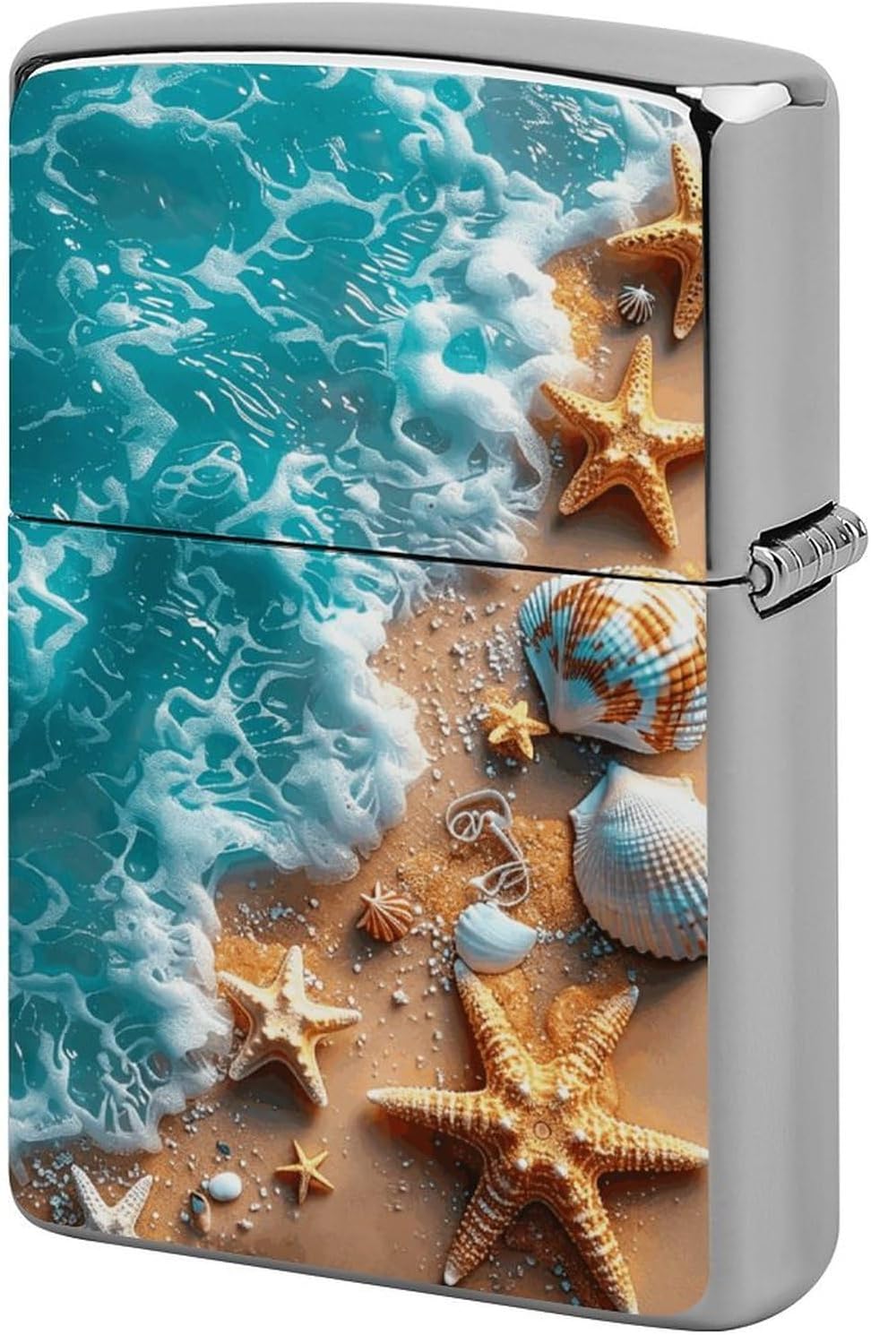 Beach Shell Scenery Metal Lighter Cover Case Pouch Holder