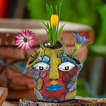 Abstract Face Flower Pot Abstract Face Planter Art Decor Ornament Home Flower Planter Pots Picasso Brutalist Beauty Flower Planter Pot Three Holes Face