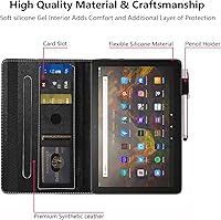 Vista 7 de Funda para tablet Kindle Fire HD 10/Fire HD 10 Plus (11ª generación, versión 2021), funda de piel sintética de alta calidad con ranura para tarjeta