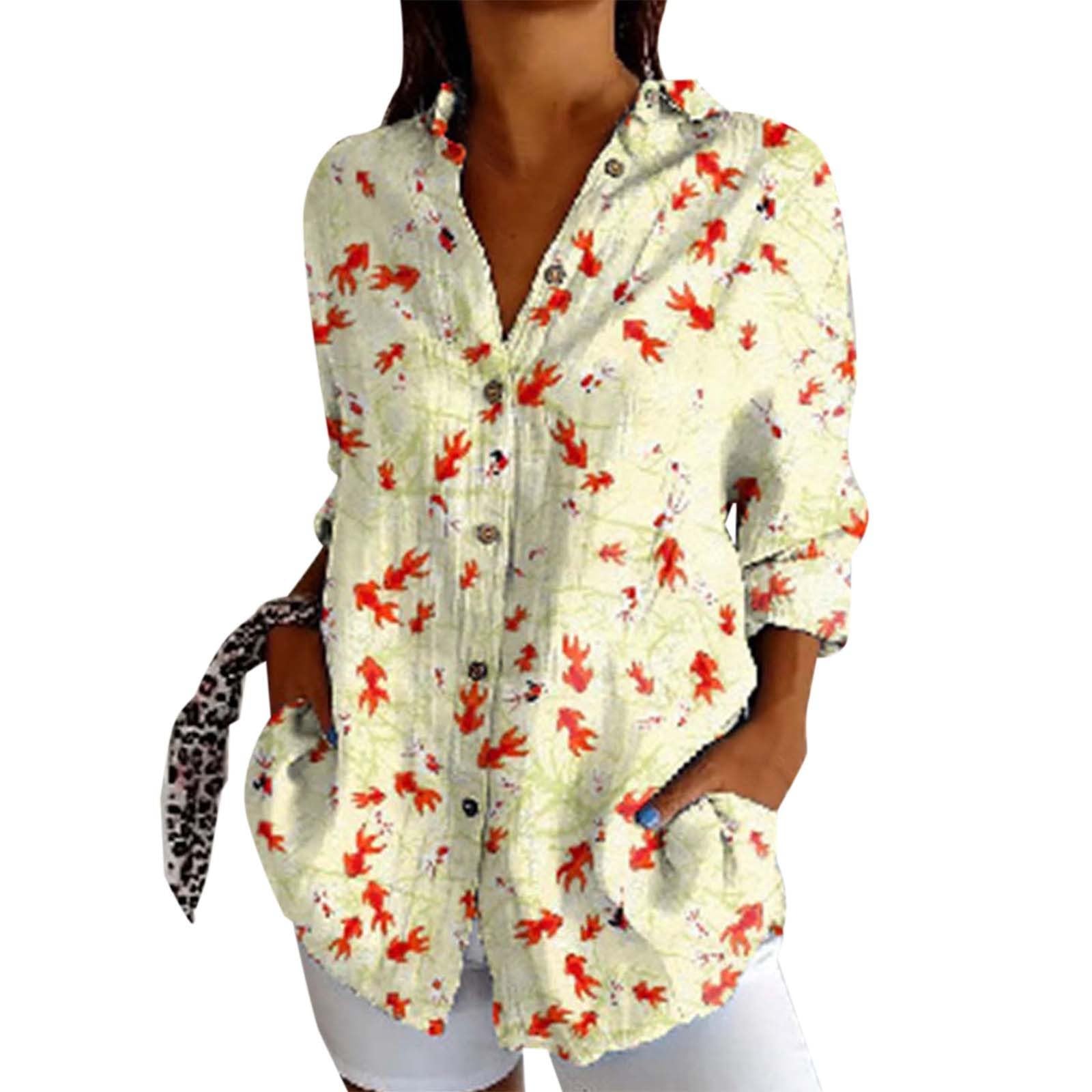 Camicie di lino alla moda a maniche lunghe con colletto per le donne Grafica Estate 2026 Casual Button Down Camicette in cotone di lino con risvolto Primavera Garza Abbigliamento da donna Tuniche