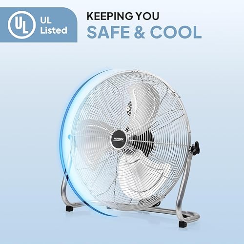 Vista 4 de ROVSUN Ventiladores de Piso de 12 Pulgadas, Ventilador Industrial de Piso de Metal de Alta Velocidad y Alta Resistencia para Comercial