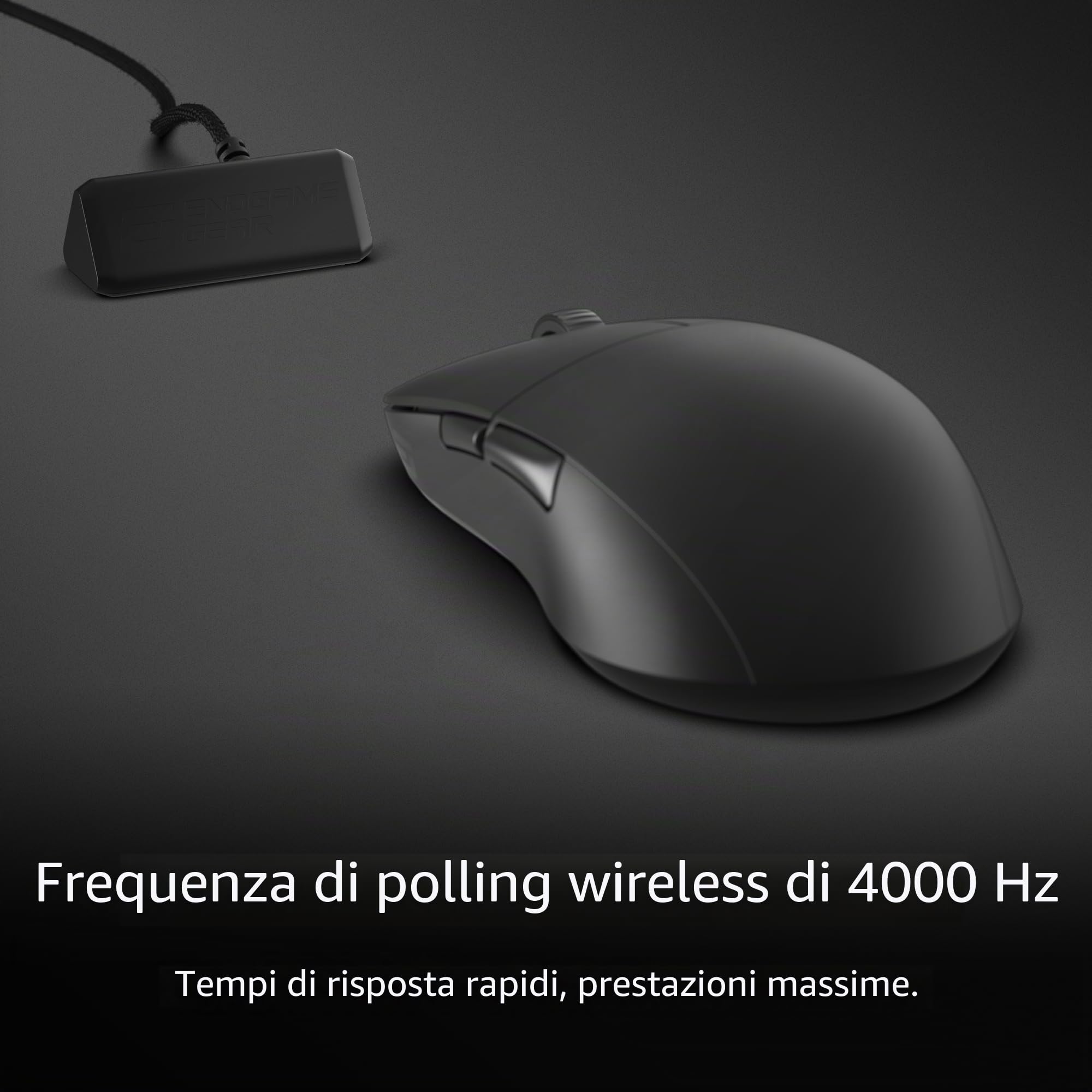 Endgame Gear XM2w 4k Wireless Gaming Maus, kabellos - Schwarz | Mouse da gioco, polling 4000Hz, interruttori Kailh GX, sensore PAW3395, esports con impugnatura ad artiglio per PC FPS
