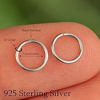 Vista 31 de Gold Hoop Earrings Silver Hoop Earrings - Hoop Earrings For Women Two Pcs Of Thin Gold Filled Sterling Silver Hoops, Helix Hoop, Tragus Ring