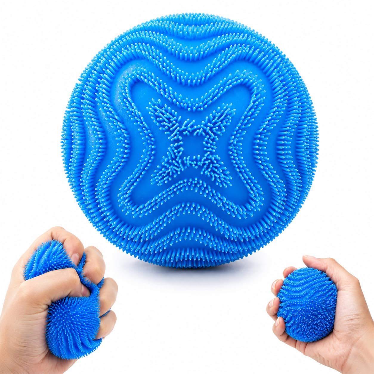 1 Plush Ball Squeeze Toy Set – A squeezable stress relief toy that’s perfect for party bag fillers, classroom rewards, and a fun desk accessory for kids and adults (Blue — image 1