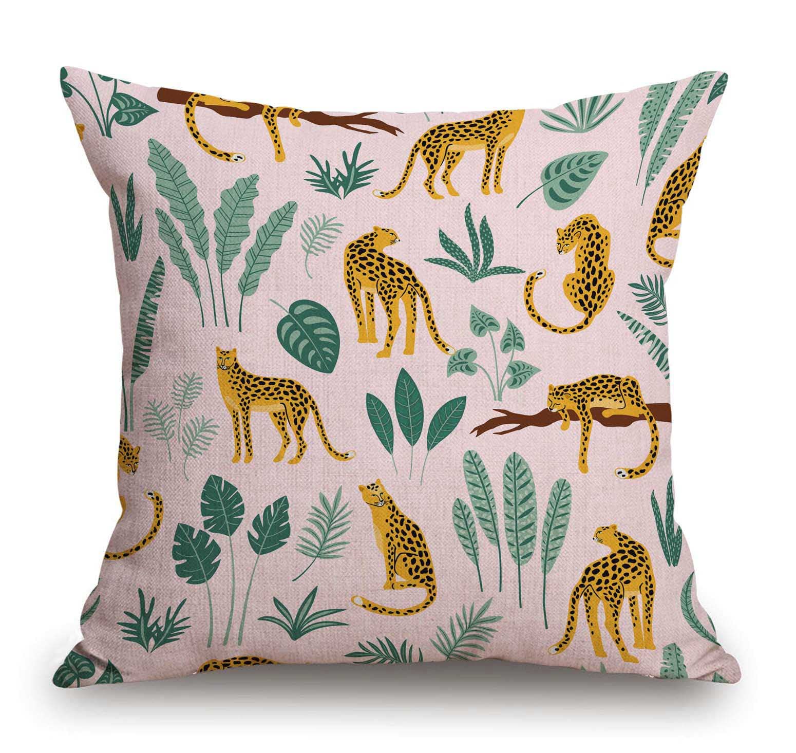 TSSOHU Vintage Cheetah Throw Pillow Cover Patio Furniture Leopard Decorative Cushion Cases Home Dcor for Couch Bed Sofa 18x18 Inch