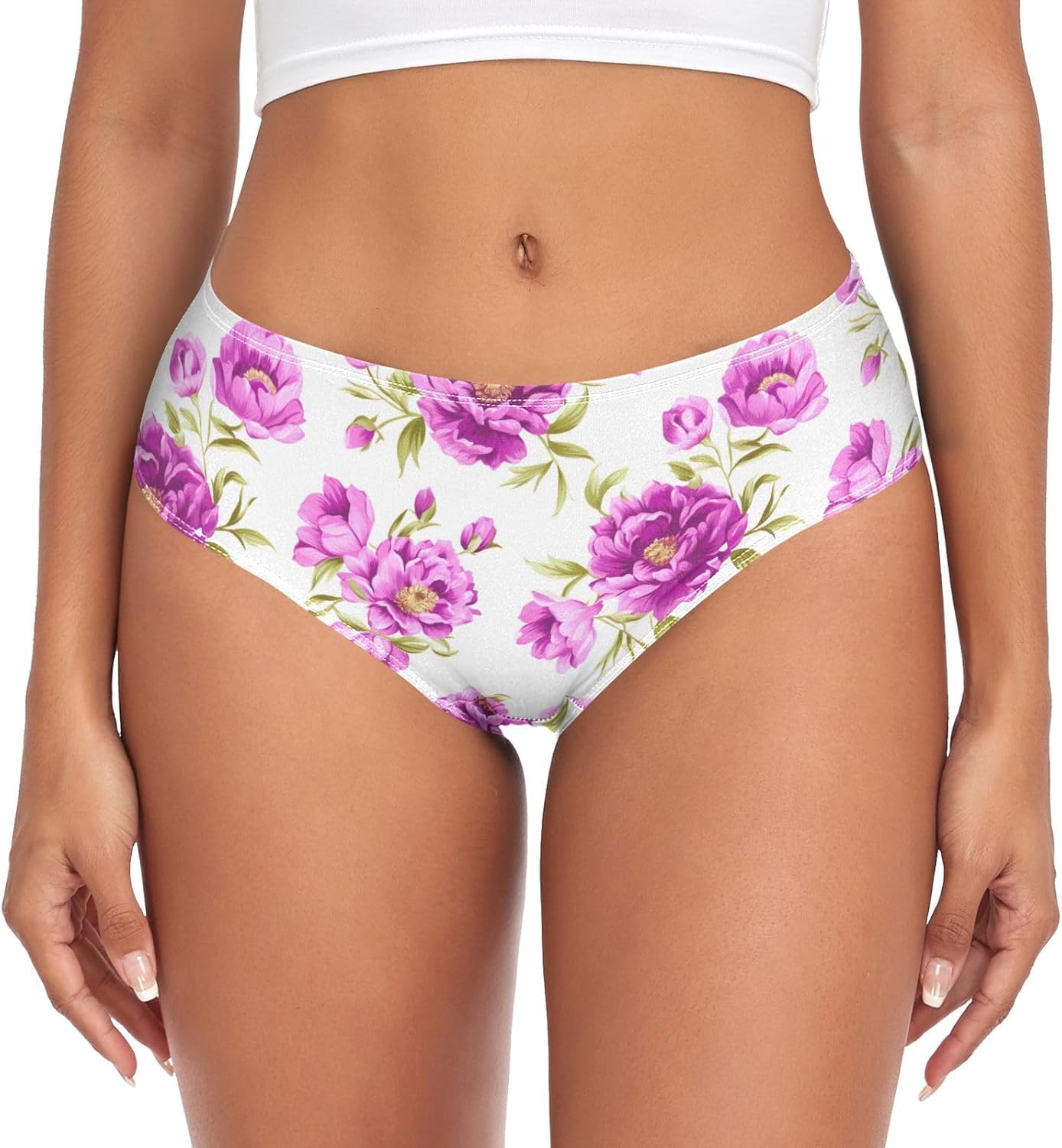 miiya。⁠◕⁠‿⁠◕⁠。 ZAUYA Sexy Bikini Purple Flower Underwear for Women XS