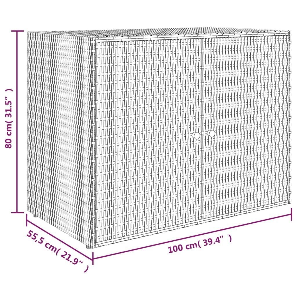 Gartenschrank Geräteschrank Aufbewahrungsschrank Schwarz 100x55,5x80cm Poly Rattan