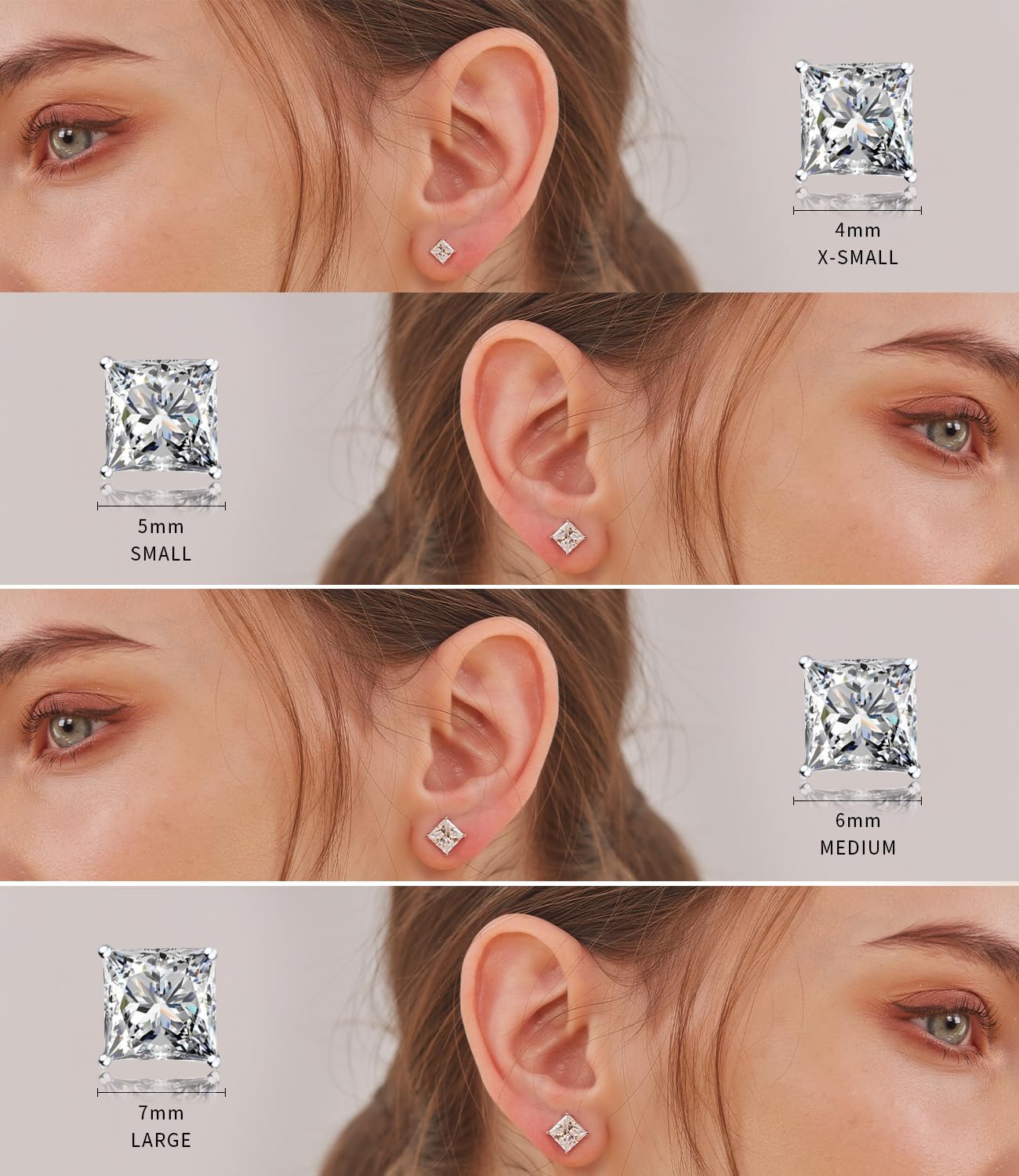 "STUNNING FLAME" Trillion-cut/Cushion-cut/Emerald-cut/Marquise-cut ... 18K White Gold Plated Sterling Silver Cubic Zirconia Simulated Diamond Stud Earrings for Women - Image 6