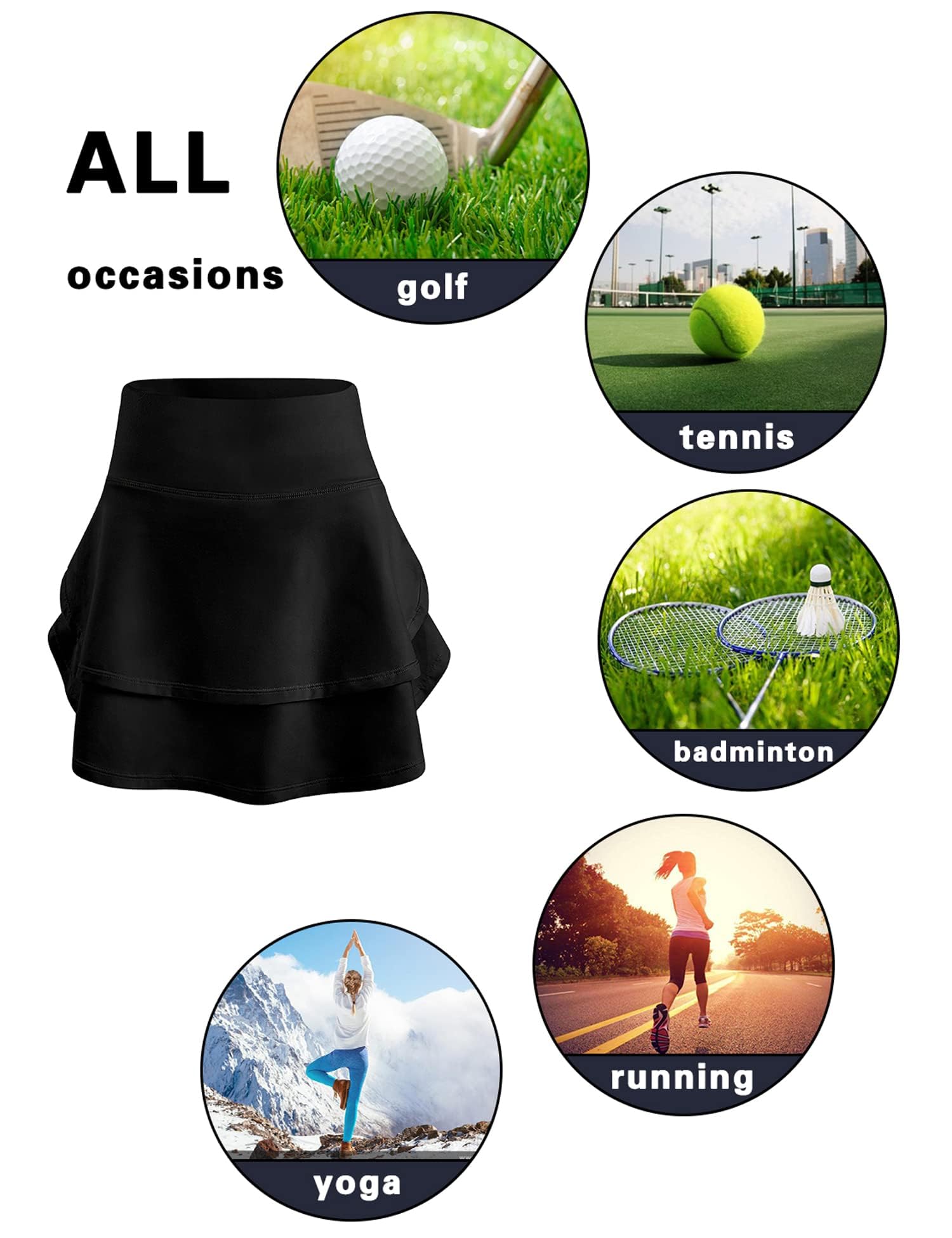 Haloumoning Dziewczęca spódnica letnia spódnica tenisowa dla dzieci, plisowana spódnica sportowa, skater, skorti, spódnica, linia A, warstwowa, falbanka, spódnica golfowa z kieszeniami