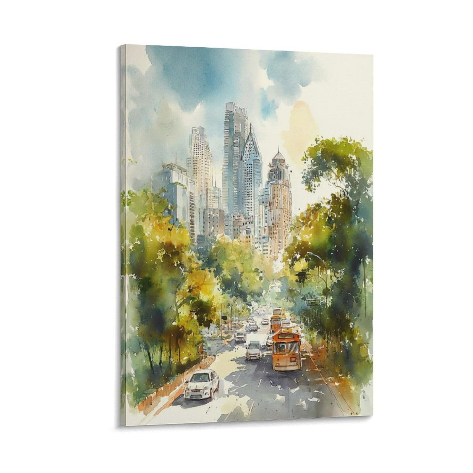 LCYNNH Austin Texas Watercolor Painting Travel Posters 24x36inch(60x90cm) Print Home Bedroom Office Living Room Decor Canvas