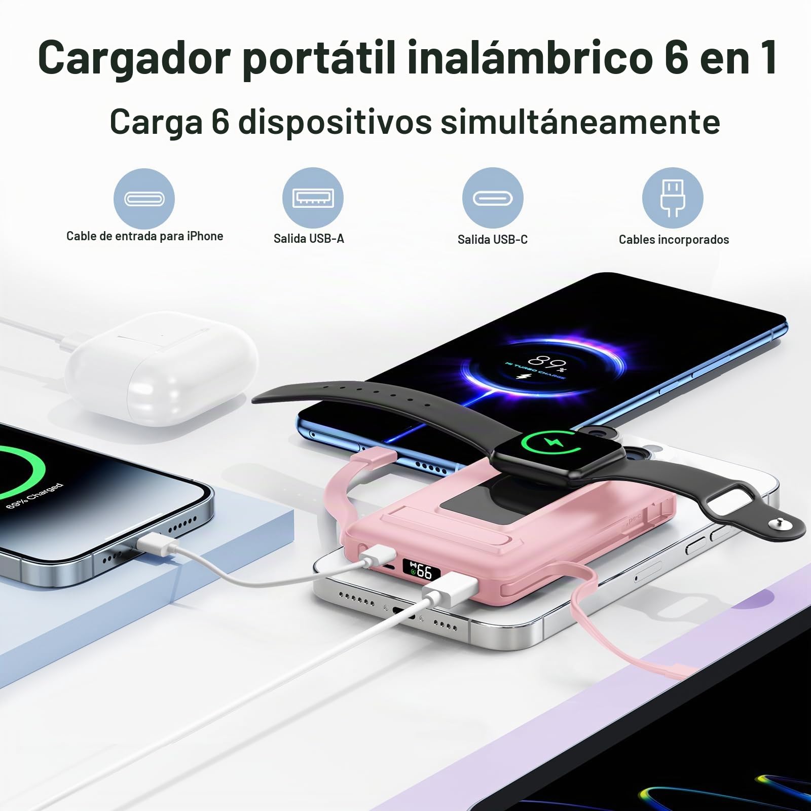 para Magsafe Power Bank, 10000mAh Magnético Bateria Externa Carga Rapida, Inalámbrico Bateria Portátil Powerbank con USB-C y Pantalla LED para iPhone 17/16/15/14/13/12 et Apple Watch Series
