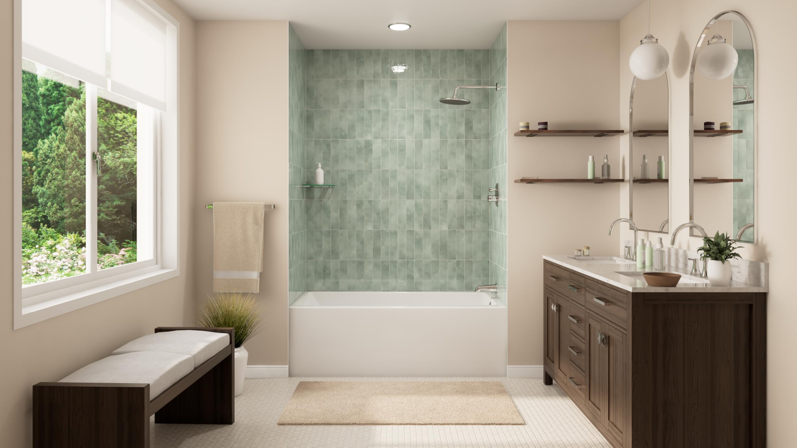 アライアン Prism Invisible 15-16 152cm Prism 60 in. L x 32 in. W Acrylic Alcove Right-Hand Drain Bathtub