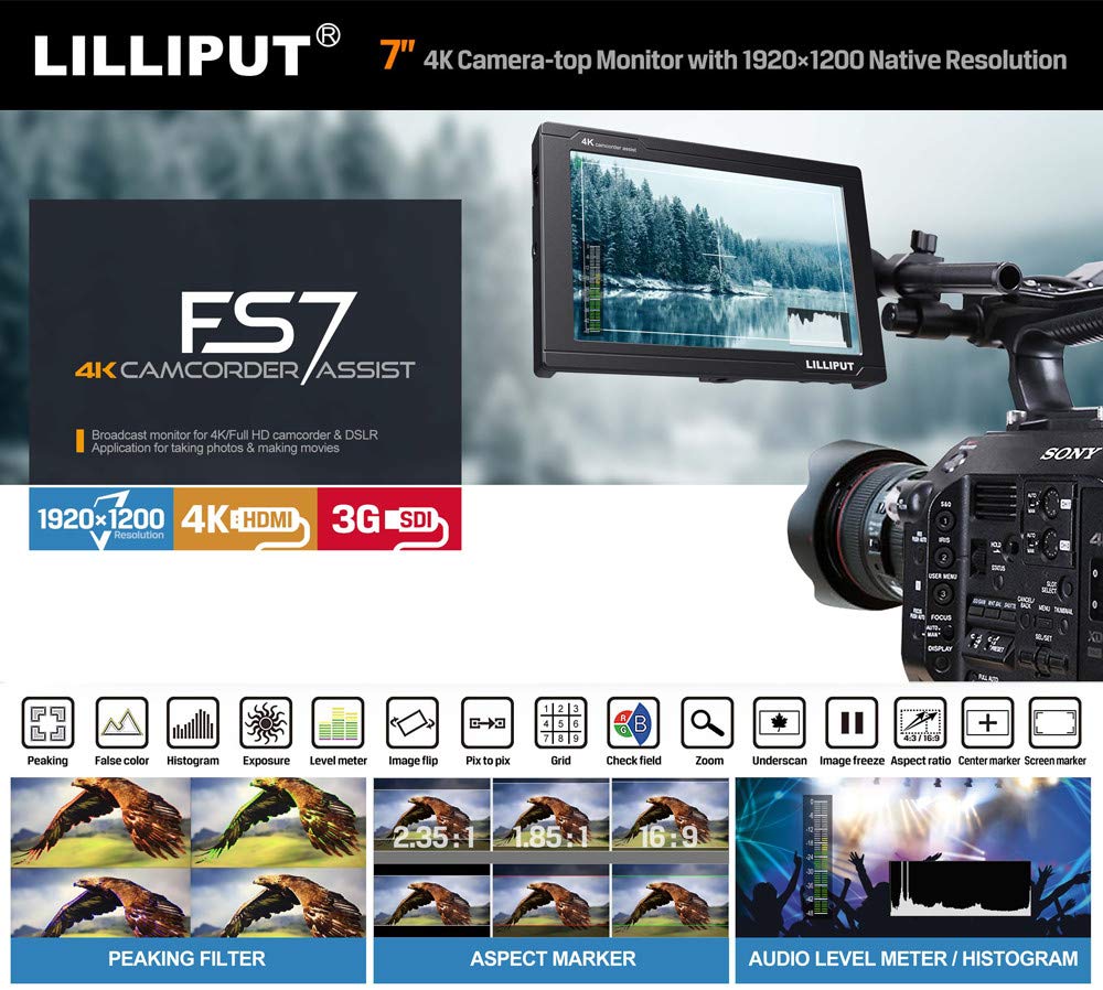 Lilliput FS7- Full HD 7 Inch SDI Monitor With 4K HDMI Camera Assist - View #3