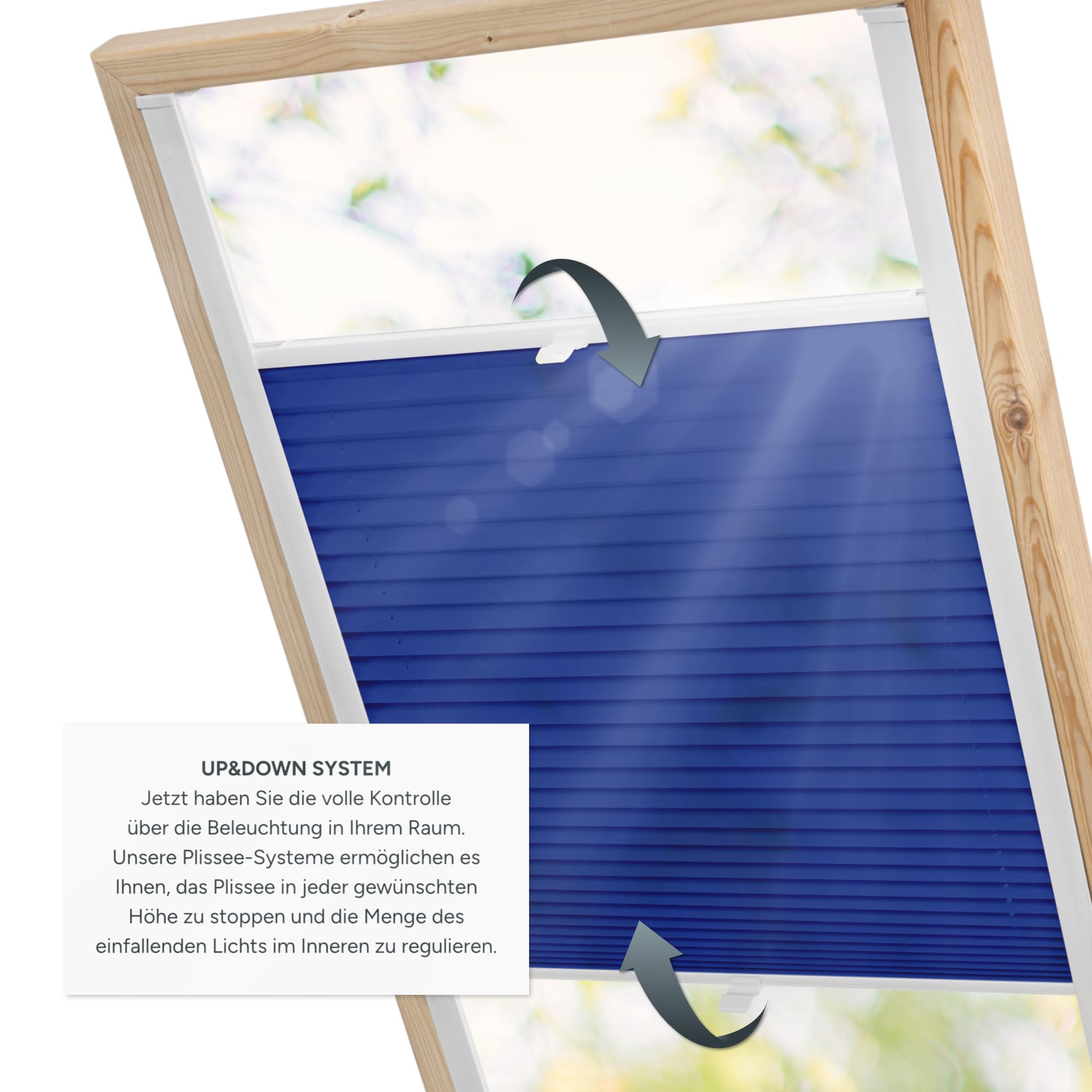 Estika Store plissé pour fenêtre de Toit avec perçage pour fenêtres Fakro - Modèle: 114/118 Couleur du Tissu: Blue Marine - Stores plissés pour fenêtres intérieures