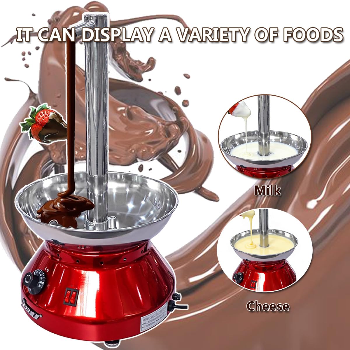 Fontana di fusione del cioccolato, capacità elettrica 3000ml con controllo della temperatura per feste e matrimoni