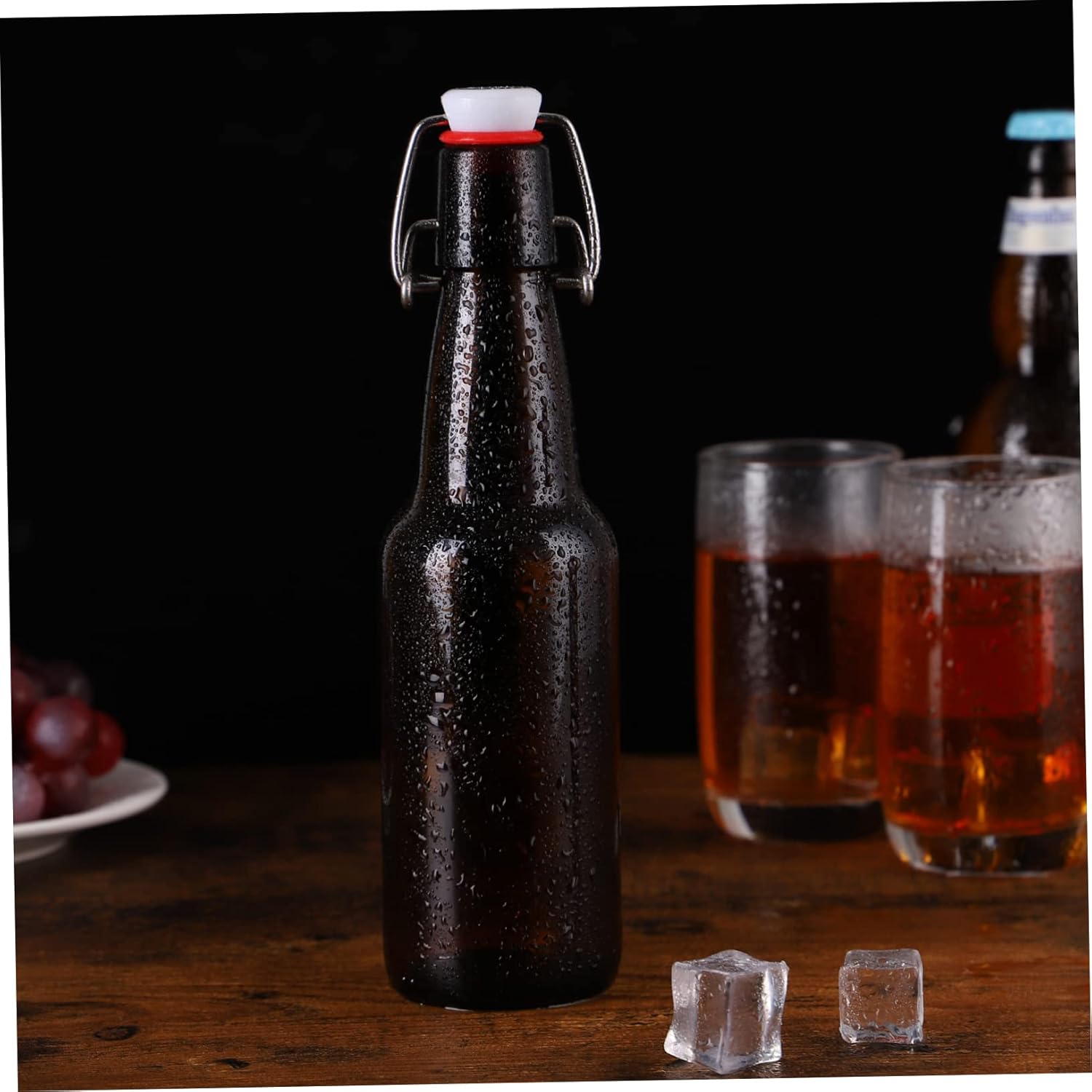 2pcs Glass Beverage Bottles Buckle Sealing Containers for Cold Drinks Milk Beer Storage