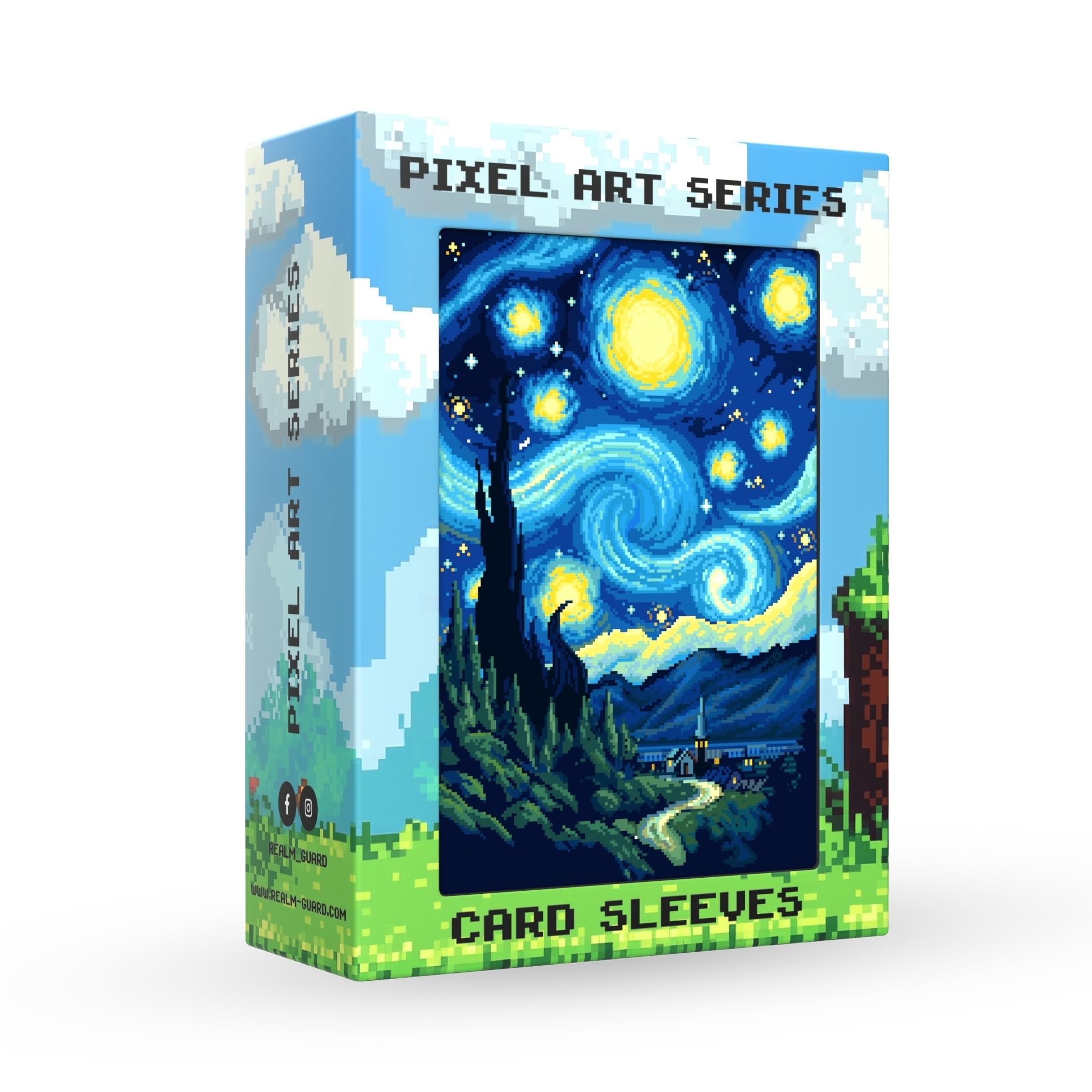 Realm Guard Pixel Art Series - 100ct TCG/MTG Textured Card Sleeves (Starry Starry Night) — image 1