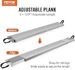 VEVOR Telescoping Aluminum Work Plank, 9-15 Feet 500lbs Capacity, 12.5 inch Width Aluminum Scaffold Plank,Extension Staging Plank with Skid-Proof Platform Scaffold Ladder Accessory