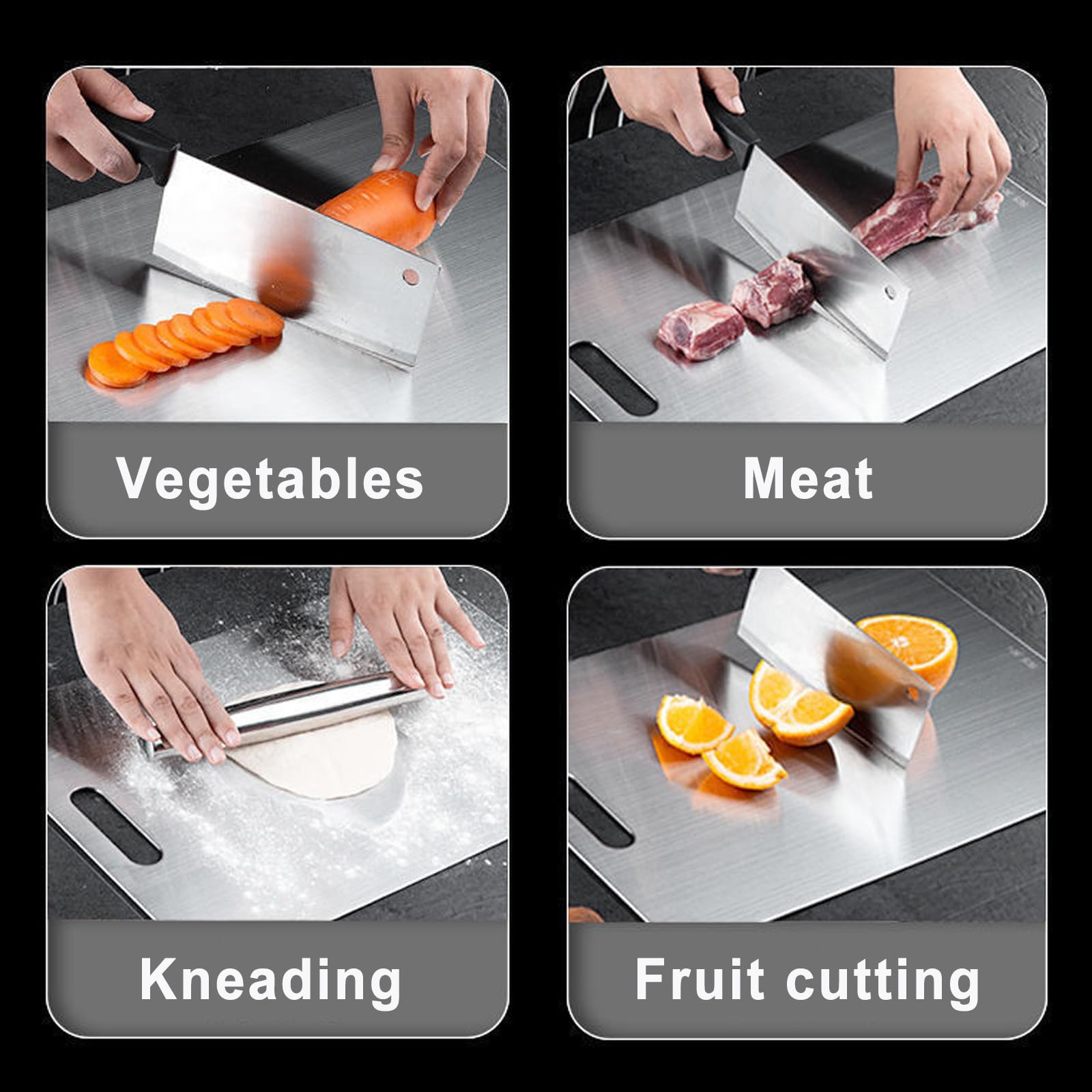 316 Stainless Steel Cutting Boards, New Upgrade SUS 316 Cutting Boards for Kitchen, Double-Sided Food-Grade Stainless Steel Cutting Board, Chopping Boards Cutting Mat for Meat Fruit & Vegetable (M)