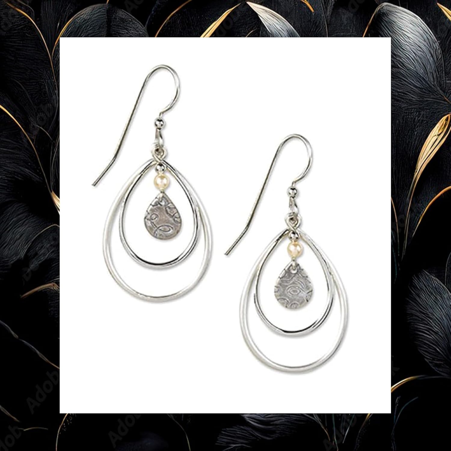 Silver Forest Silvertone Teardrop Dangle Earrings - Image 2